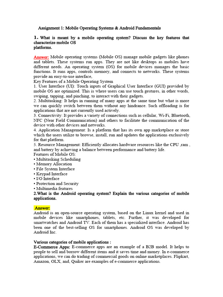 MAD Assignment | PDF | Kernel (Operating System) | Ios