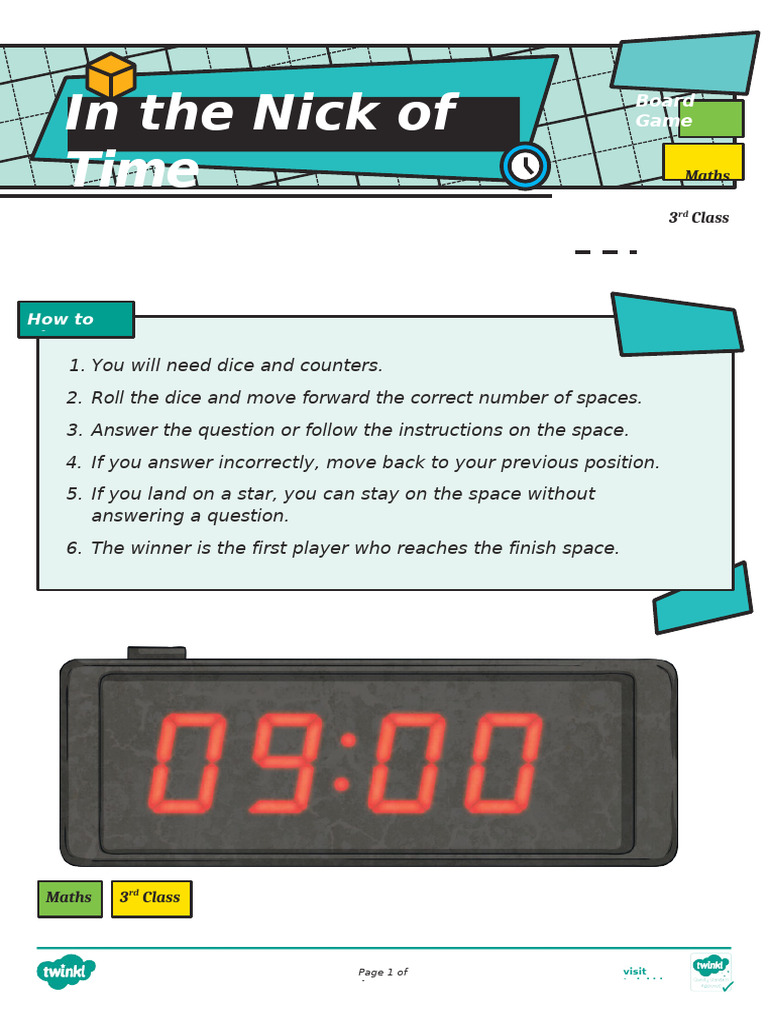 In The Nick of Time Board Game | PDF