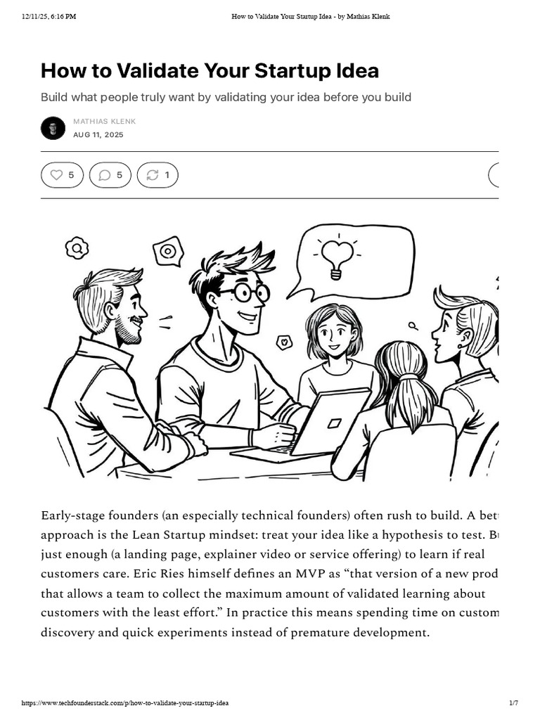 How To Validate Your Startup Idea - by Mathias Klenk | PDF | Lean ...