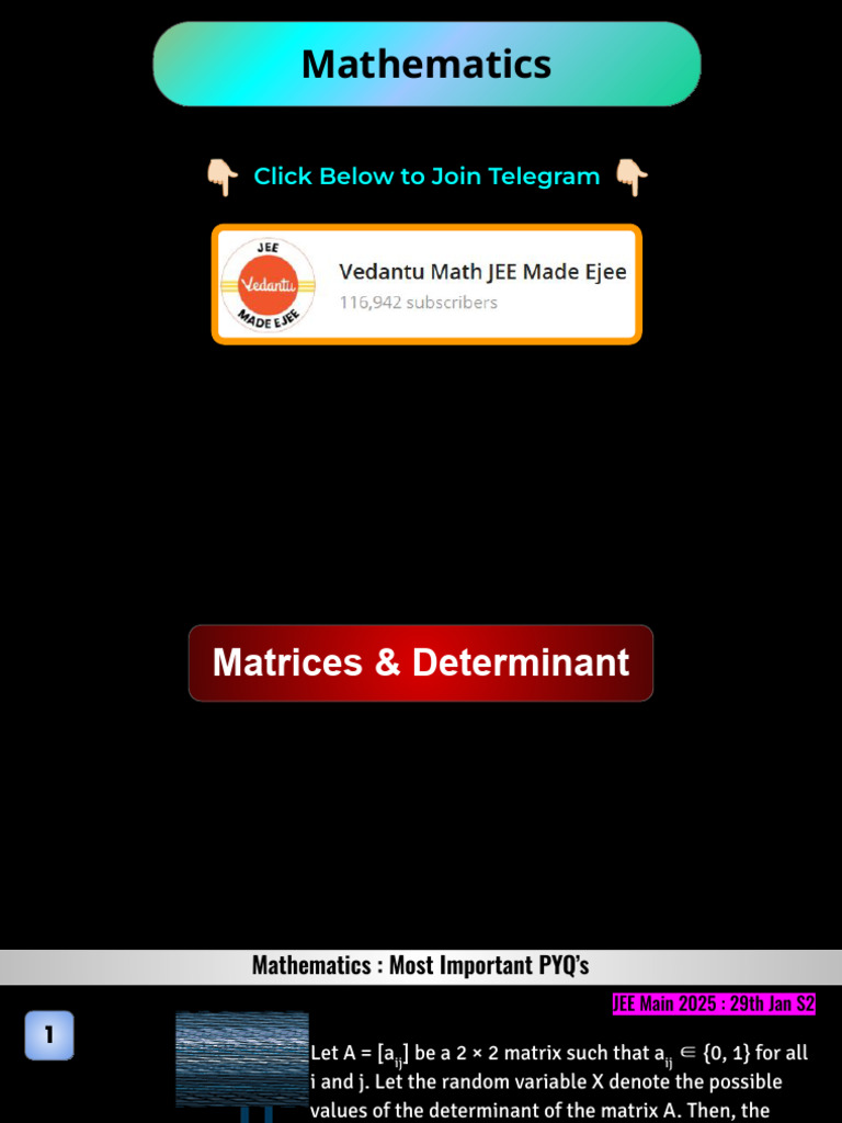 Mathematics: Click Below To Join Telegram | PDF | Determinant ...