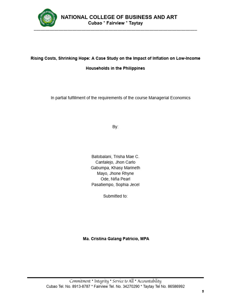 Inflation's Impact on Filipino Families | PDF | Cost Of Living | Inflation