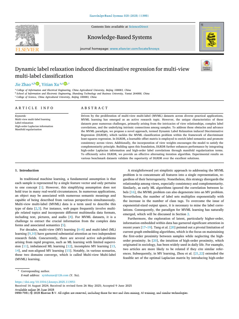 Dynamic Label Relaxation for MVML Classification | PDF | Matrix ...