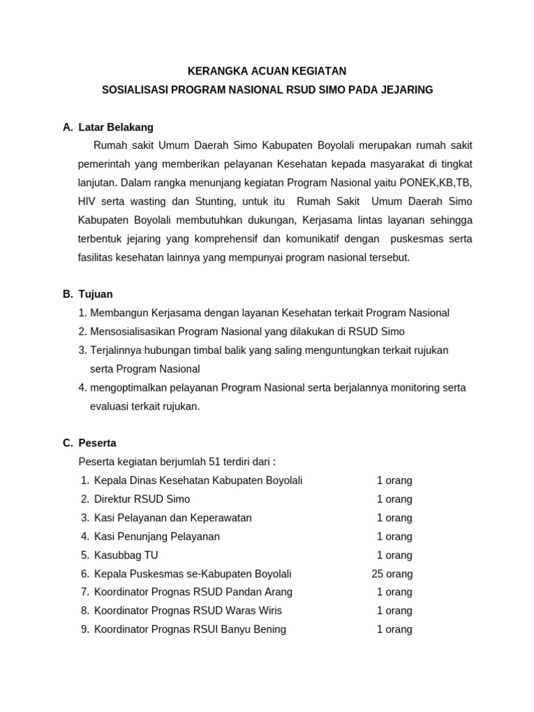 Sosialisasi Program Nasional RSUD Simo | PDF