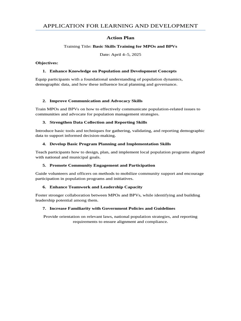 Basic Skills Training for MPOs and BPVs | PDF | Leadership