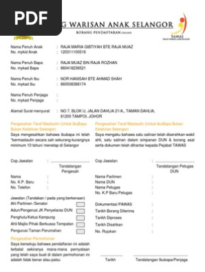 Borang Permohonan Tawas Pdf