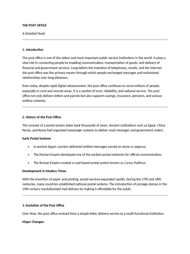 The Essential Role of Post Offices | PDF | Mail | Service Industries