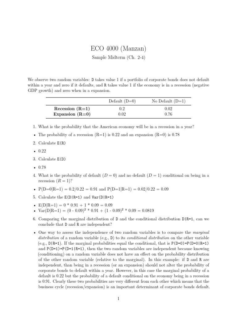 ECO 4000 Sample Midterm | PDF | P Value | Statistical Significance