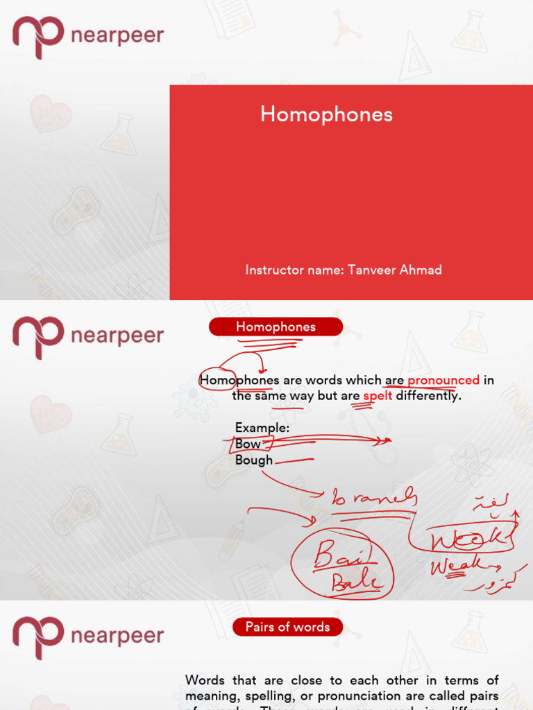 Understanding Homophones and Word Pairs | PDF