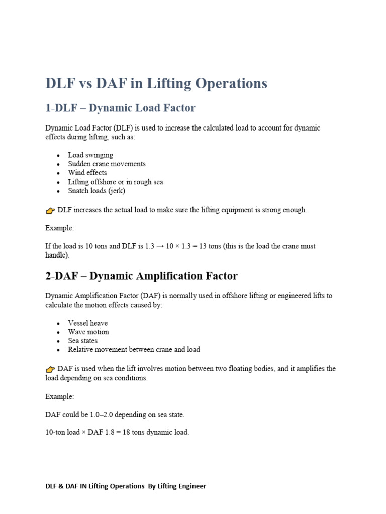 DLF vs DAF in Lifting Operations | PDF | Crane (Machine) | Sea