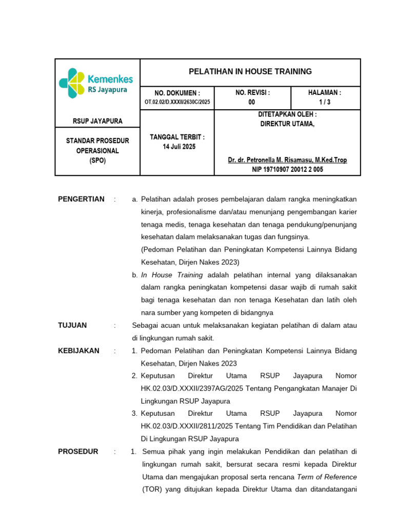 Kps 8. Spo in House Training (1) | PDF