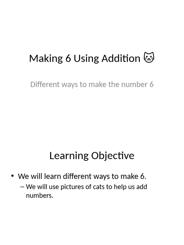 Ways to Make 6 with Cats | PDF