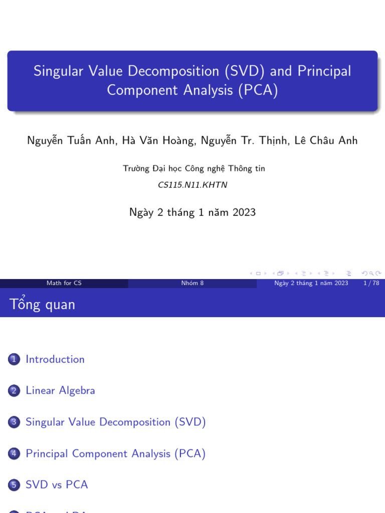 Singular Value Decomposition and Principal Component Analysis | PDF