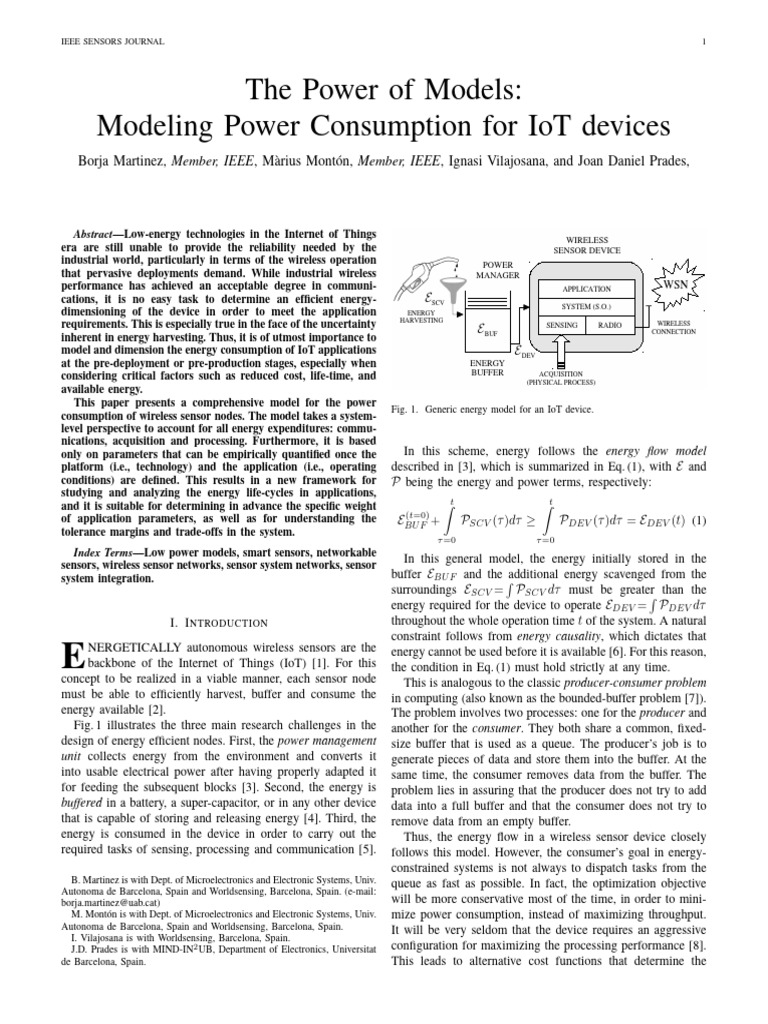 IoT Power Consumption Modeling Techniques | PDF | Wireless Sensor ...