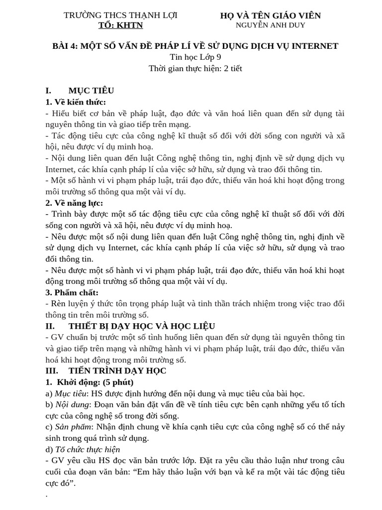 Bai 4 Mot So Van de Phap Li Ve Su Dung Dich Vu Internet | PDF