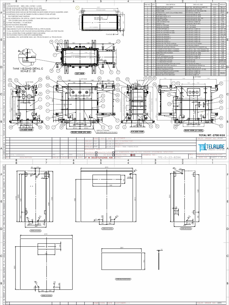 Tank Fabrication Drawing Details | PDF | Mechanical Engineering | Equipment