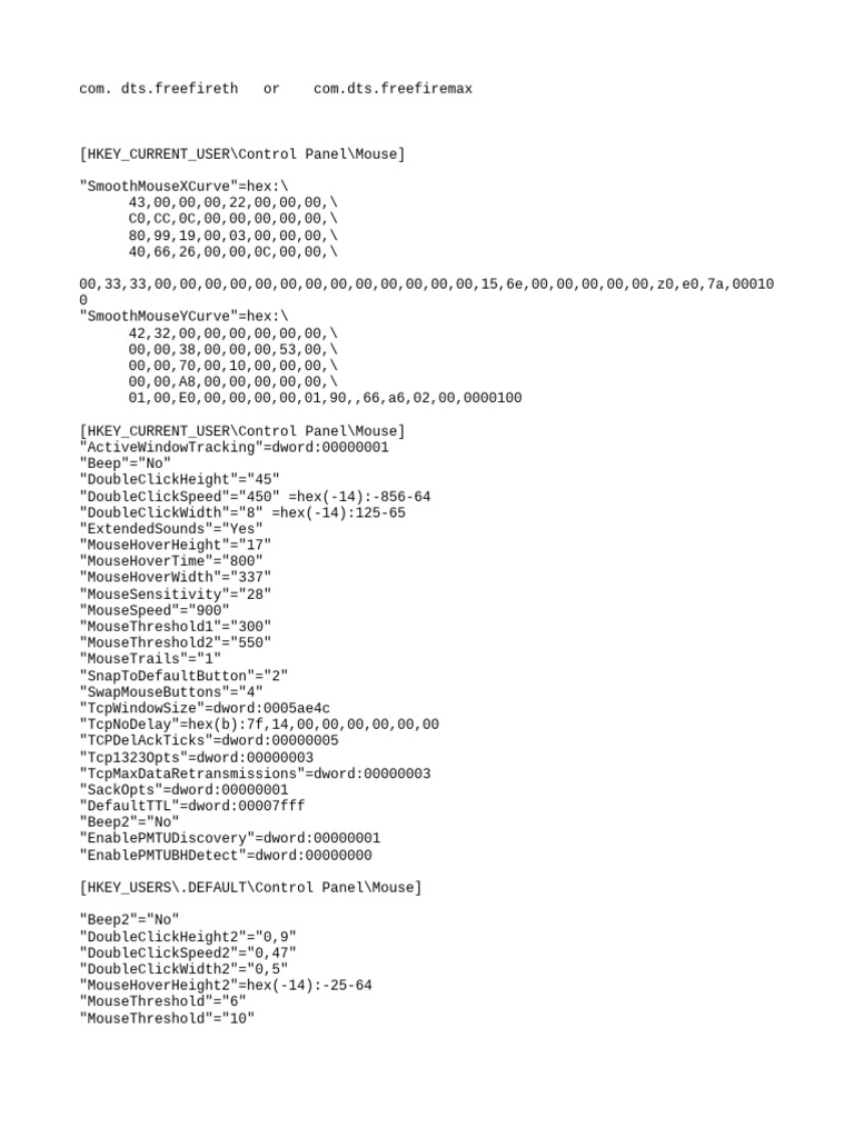 Registry Settings for Mouse & Network | PDF | Mobile Software ...