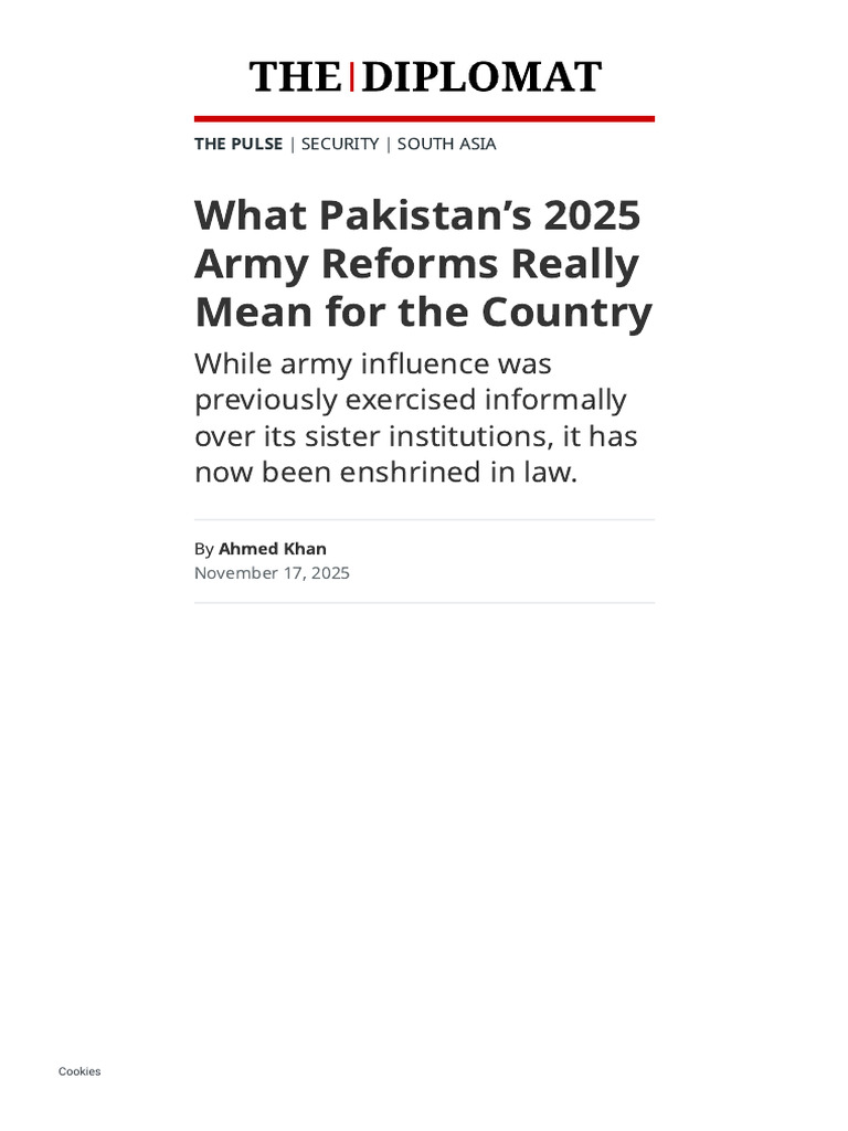 What Pakistan’s 2025 Army Reforms Really Mean for the Country – the ...