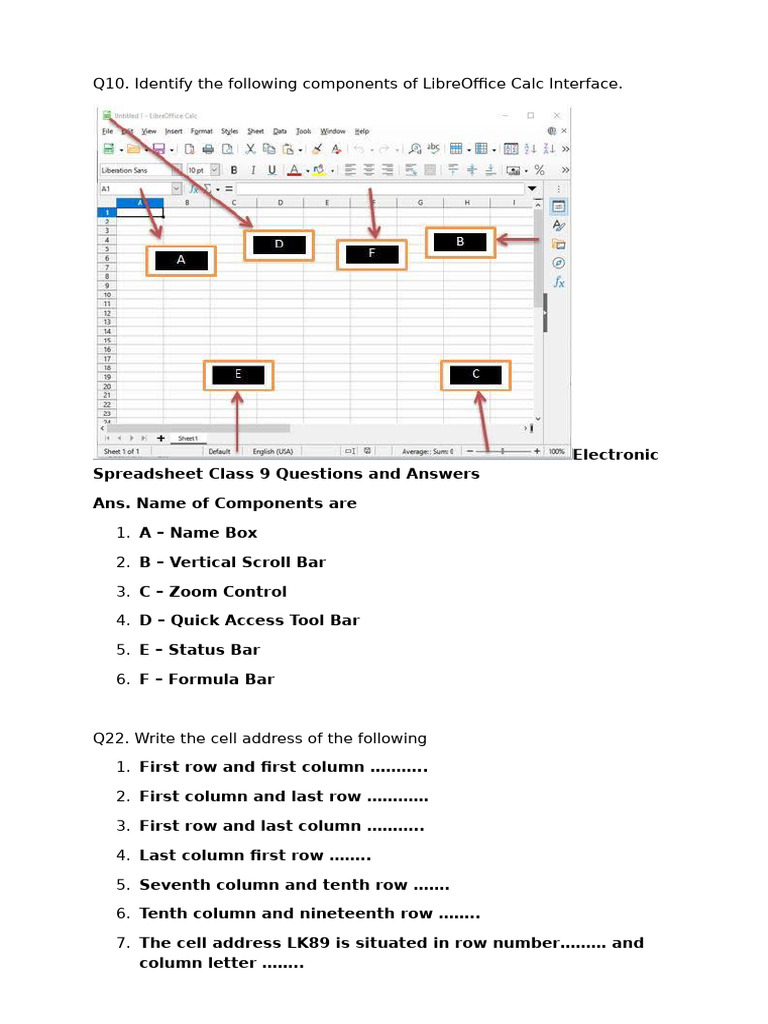 LibreOffice Calc Interface Components Guide | PDF | Spreadsheet | Chess ...