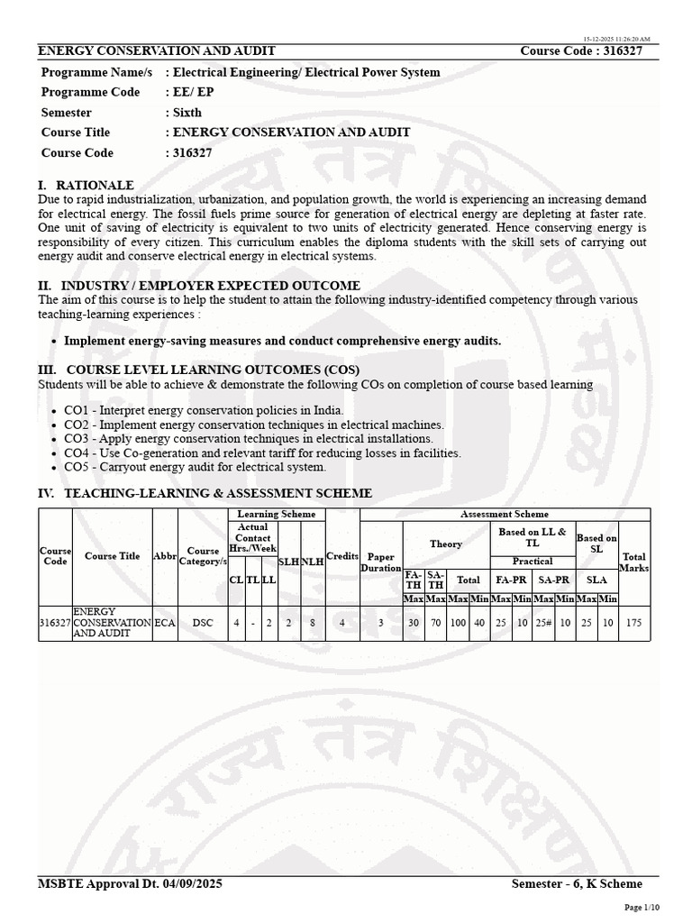 Energy Conservation and Audit Course | PDF | Cogeneration | Energy ...