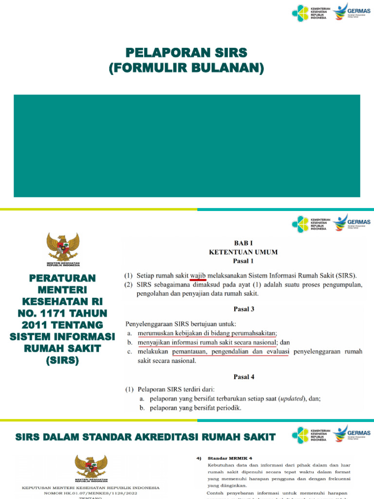 Panduan Pelaporan SIRS Bulanan 2024 | PDF