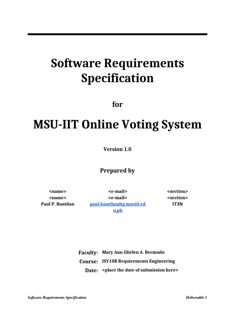 MSU-IIT Online Voting System SRS | PDF | Use Case | Electronic Voting