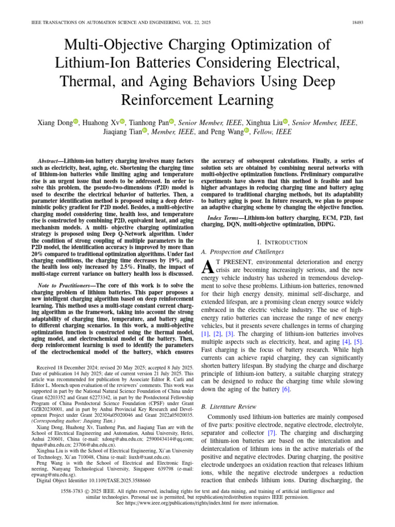 Multi-Objective Charging Optimization of Lithium-Ion Batteries ...