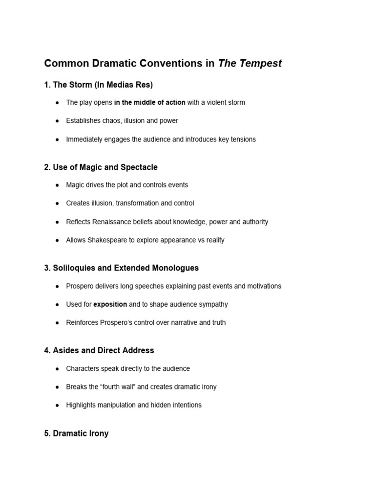 Dramatic Conventions in The Tempest | PDF