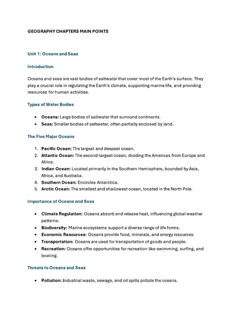 Geography Topics. Term 1. Review For MYE. | PDF