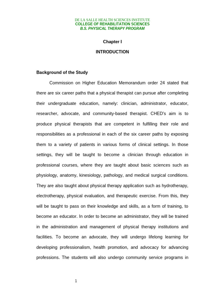 Assessing Physical Therapy Internship Program | PDF | Physical Therapy ...