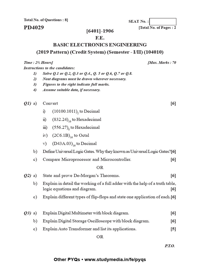 Basic Electronics Engineering Exam Guide | PDF | Electricity ...