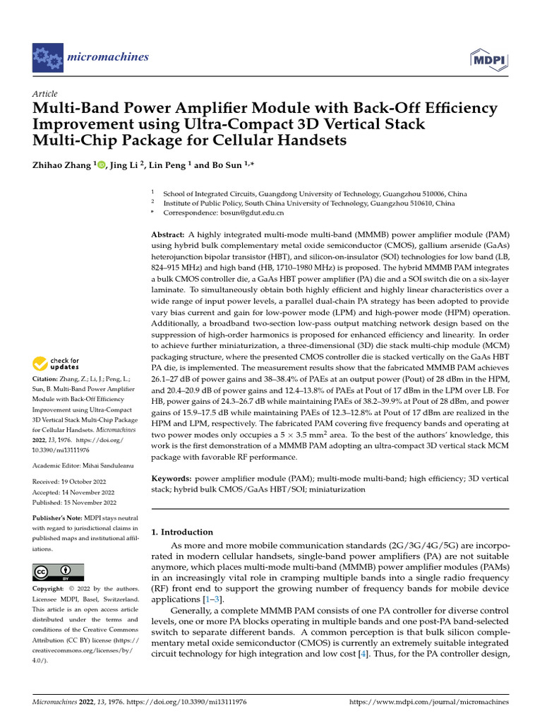Multi-Band Power Amplifier Module Design | PDF | Cmos | Amplifier