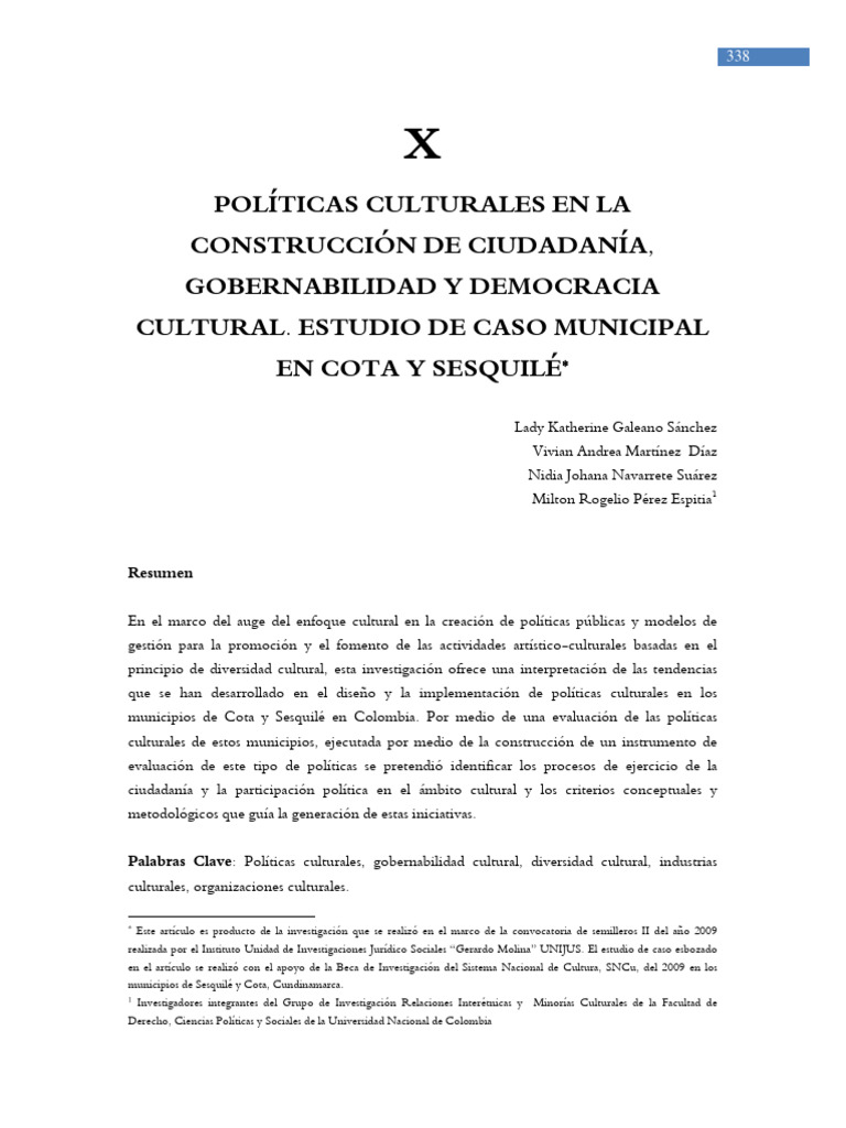 Políticas Culturales en La Construcción de La Ciudadanía | PDF ...