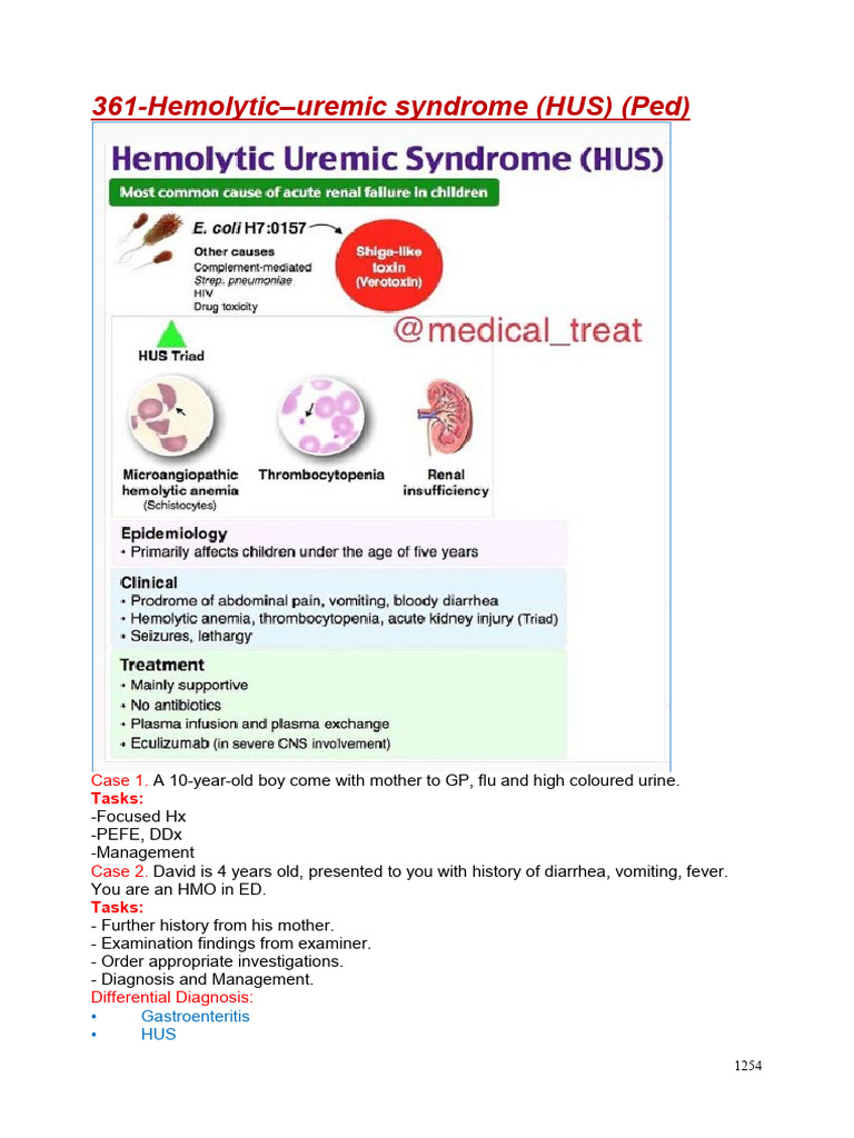 Pediatric Hemolytic Uremic Syndrome Guide | PDF