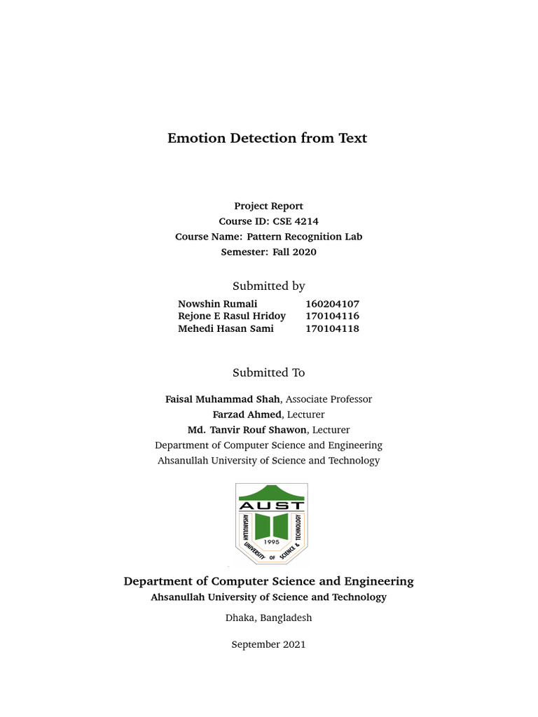 Text-Based Emotion Detection Report | PDF | Support Vector Machine ...