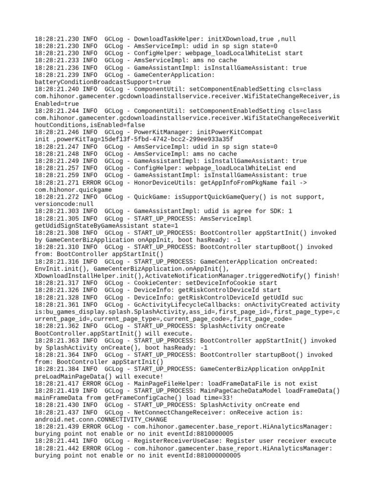Game Center Initialization Log Analysis | PDF | Computing | Internet ...