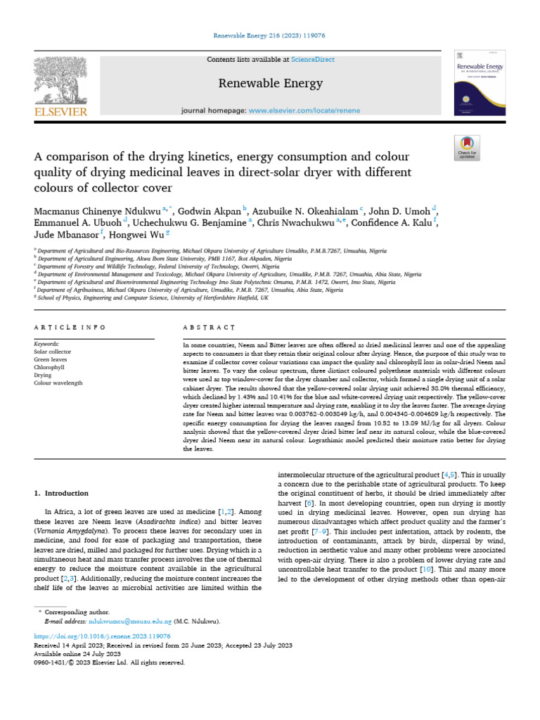 Impact of Collector Color on Solar Drying | PDF | Humidity | Energy ...