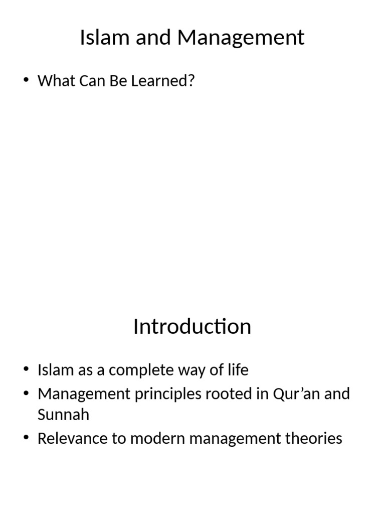 Islamic Principles in Modern Management | PDF
