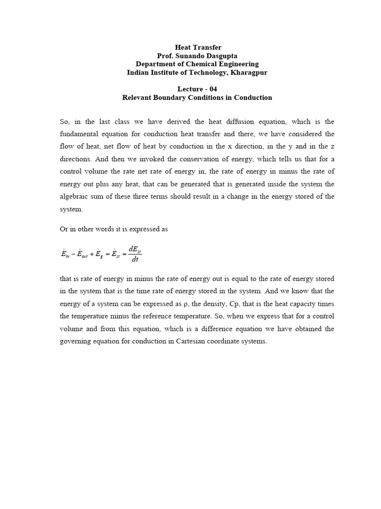 Boundary Conditions in Heat Conduction | PDF | Heat Transfer | Thermal ...