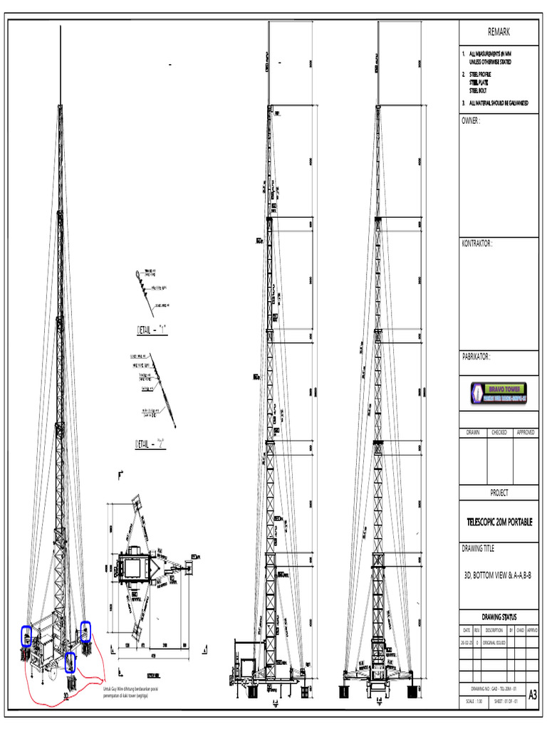 3D Bottom View of Guy Wire Placement | PDF