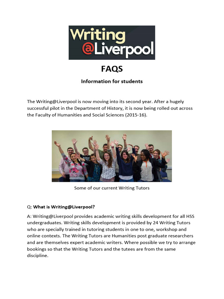 Writing@Liverpool: Academic Support FAQs | PDF