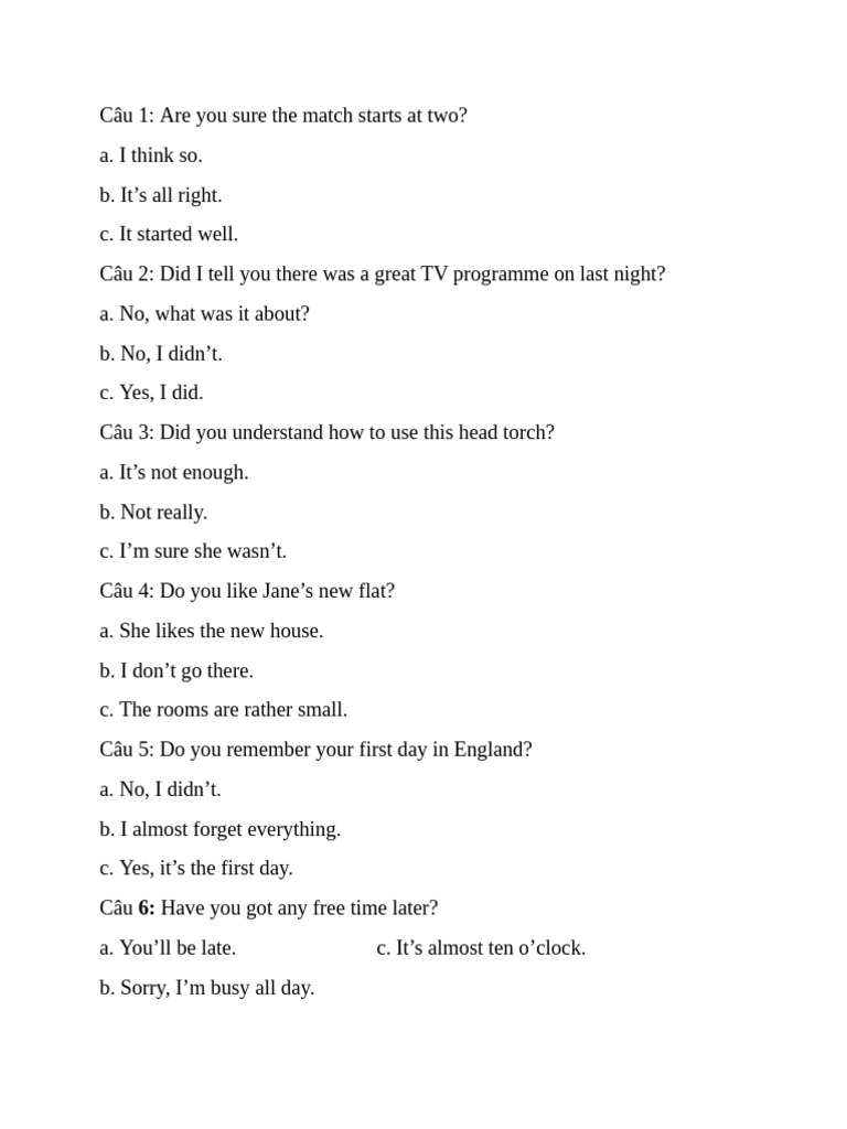 English Conversation Practice Questions | PDF