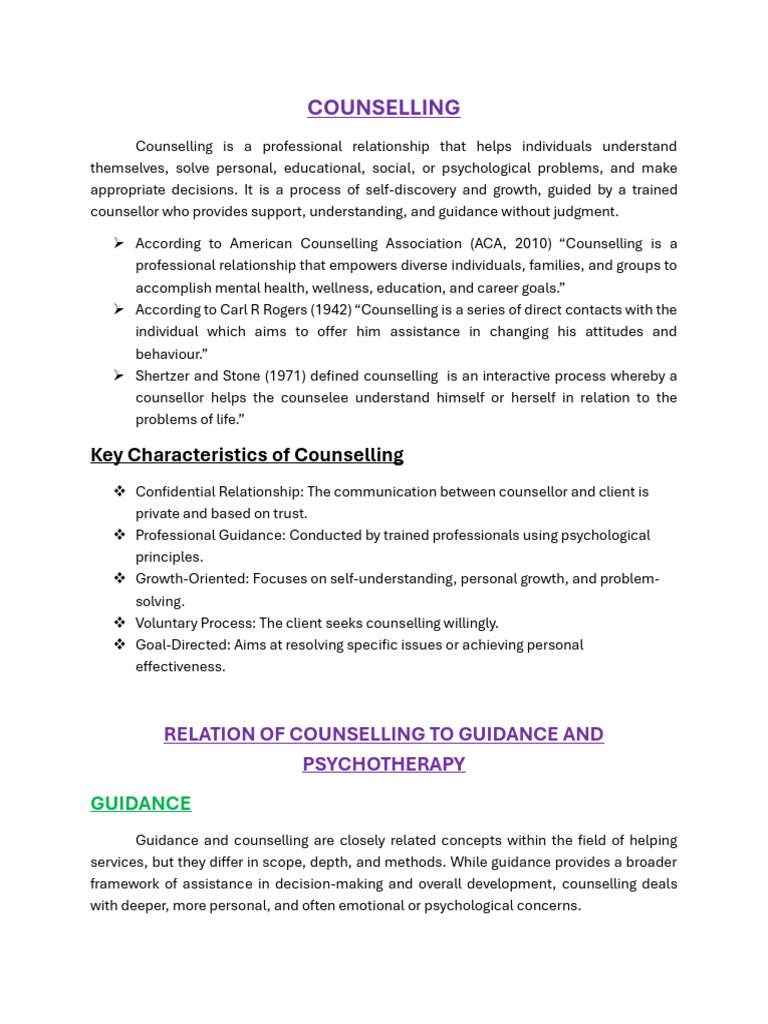 Understanding Counselling and Its Goals | PDF | Counseling Psychology ...