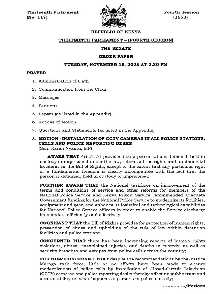 Order Paper - Tuesday, 18.11.2025 | PDF | United States Senate | Bill (Law)