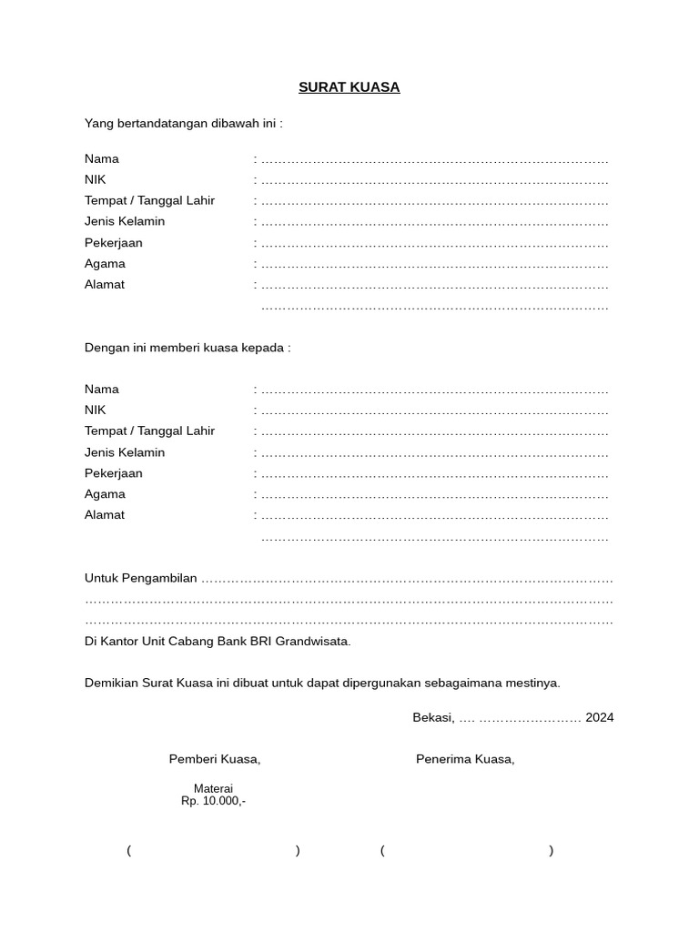 Format Surat Kuasa | PDF