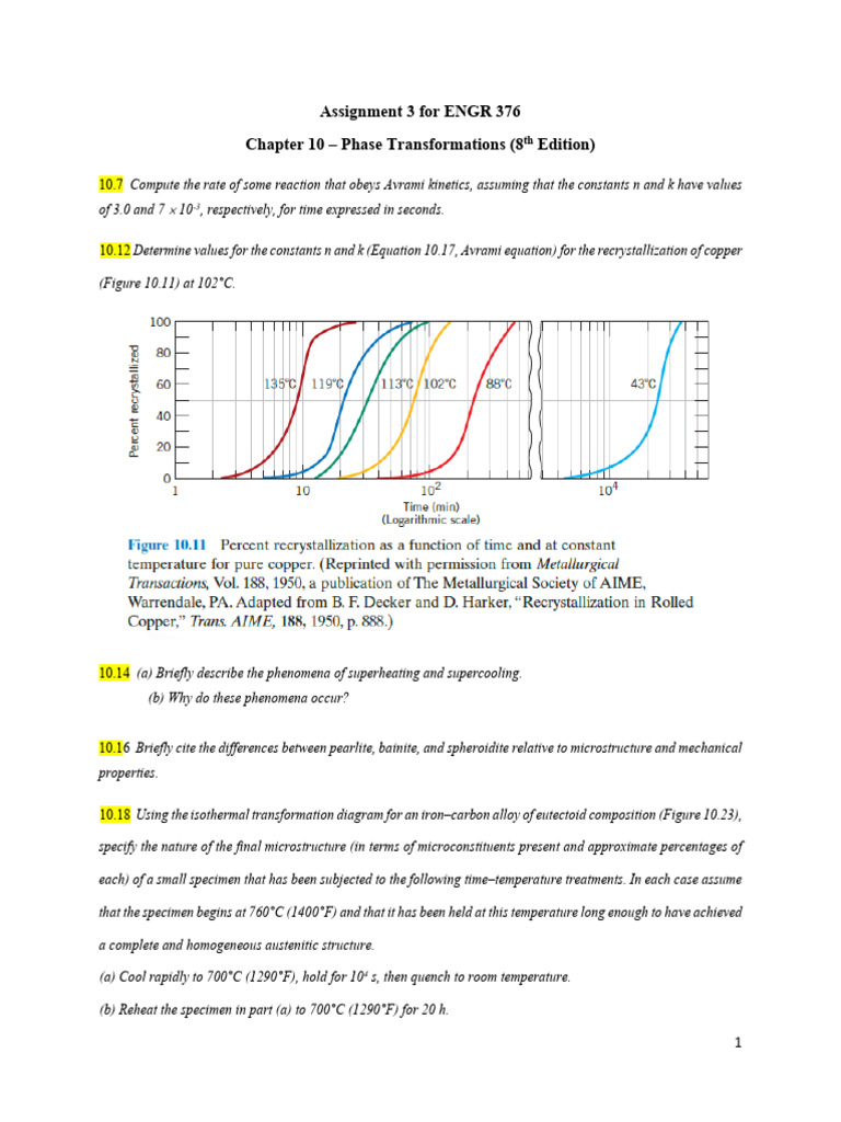 Avrami Kinetics and Heat Treatment Analysis | PDF | Heat Treating | Iron