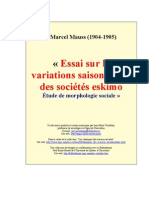 MAUSS, Marcel - Essais Sur Les Variations _ Des Societes Eskimo