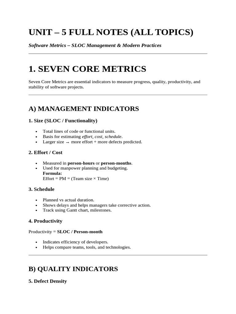 Software Metrics and SLOC Management Guide | PDF | Agile Software ...