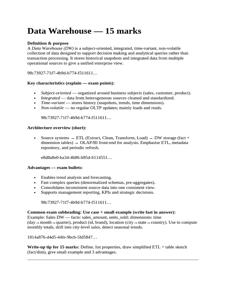 Data Warehouse Overview and Modeling Guide | PDF | Data Warehouse ...