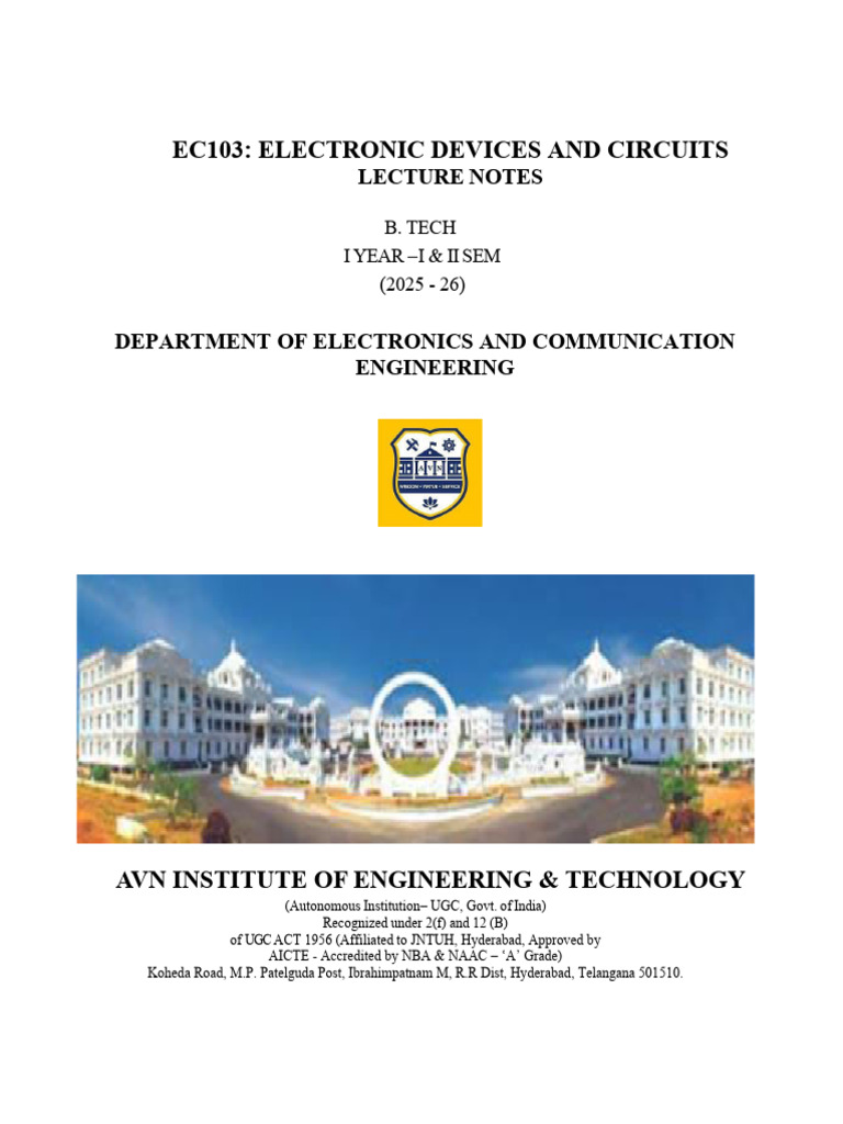 Electronic Devices and Circuits Notes | PDF | Rectifier | P–N Junction