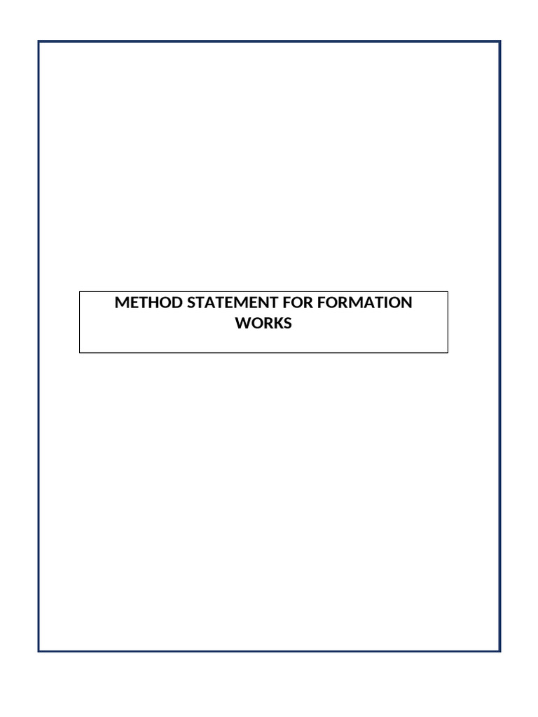 Formation Works Method Statement Guide | PDF | Quality Assurance ...